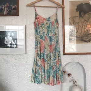 Coral Print Flare Dress